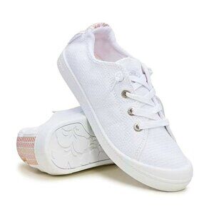 Roxy Women's Bayshore Plus White with Pastel Pink Lace-Up Sneakers Size 9